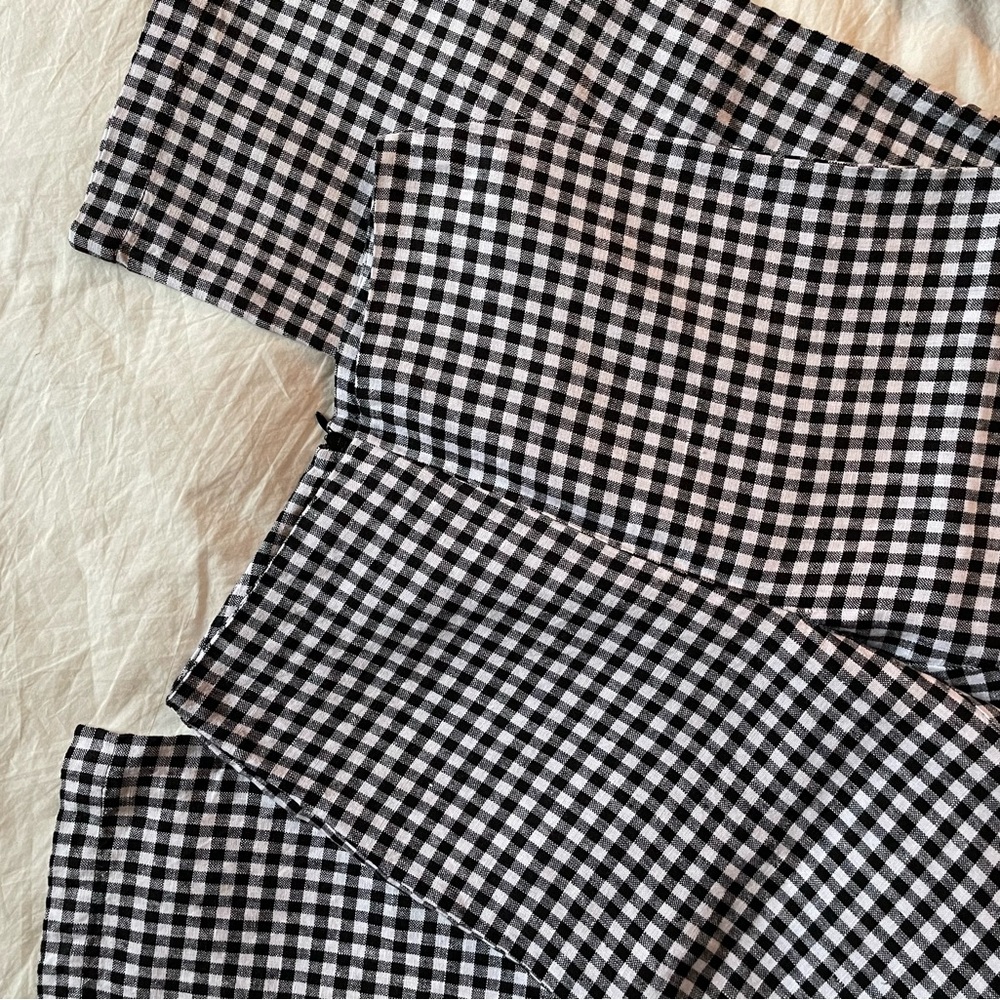 Reformation wide leg checked linen pants